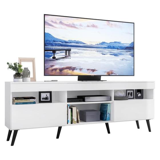 Imagem de Rack Retrô para TV até 65" Multimóveis Paris FG3327 com 2 Portas Branco/Preto