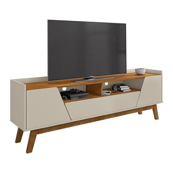 Rack Sala Florença para TV até 70 Polegadas com Pés Madeira - Móveis Bechara Imagem de Rack Sala Florença para TV até 70 Polegadas com Pés Madeira