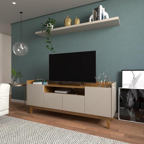 Rack Sala Gyala para TV até 60 Polegadas c/ Pés de Madeira Menor preço em Rack Sala Gyala para TV até 60 Polegadas c/ Pés de Madeira