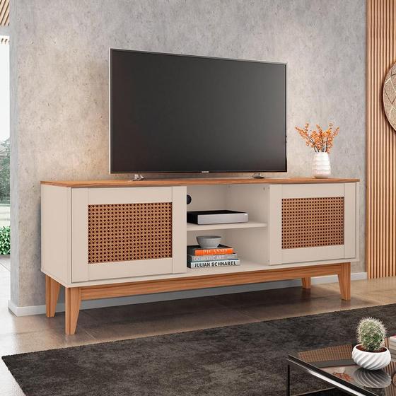 Rack Sala Safira para TV até 55 Polegadas com Pés em Madeira - Casa D Imagem de Rack Sala Safira para TV até 55 Polegadas com Pés em Madeira