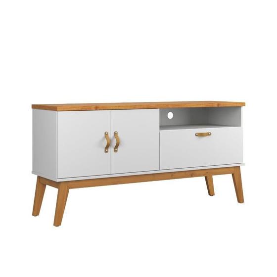 Rack SI Estilo Retrô 1.40m Para TV Até 55'' Polegadas Cor Branco / Cinamomo Menor preço em Rack SI Estilo Retrô 1.40m Para TV Até 55'' Polegadas Cor Branco / Cinamomo