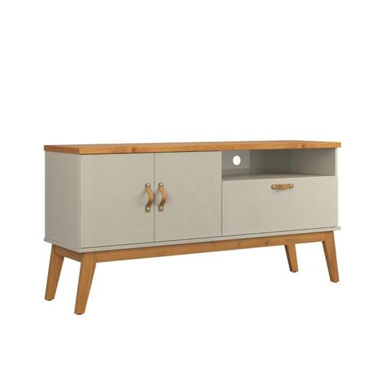 Imagem de Rack SI Estilo Retrô 1.40m Para TV Até 55'' Polegadas Cor Off White / Cinamomo