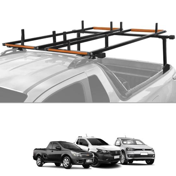 Imagem de Rack Suporte Porta Escadas Roletes com Rack Alto 1,60m e Travessa Universal Preto Gtnox