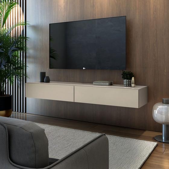 Imagem de rack suspensa para quarto com 1,40m com 2 gavetas estilosas decoração moderna