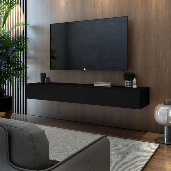 Imagem de rack suspensa para quarto com 1,40m com 2 gavetas estilosas decoração moderna