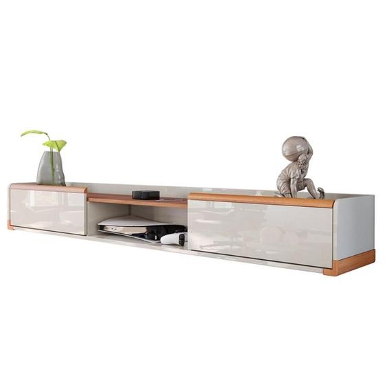 Rack Suspenso Atlas 1.80m Sala De Estar/quarto - Lukaliam Móveis - Off White Perolizado/Jequitiba Menor preço em Rack Suspenso Atlas 1.80m Sala De Estar/quarto - Lukaliam Móveis - Off White Perolizado/Jequitiba
