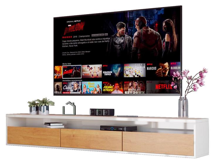 Rack Suspenso para TV Life 1.36 Nature com Off White - MóveisAqui - MoveisAqui