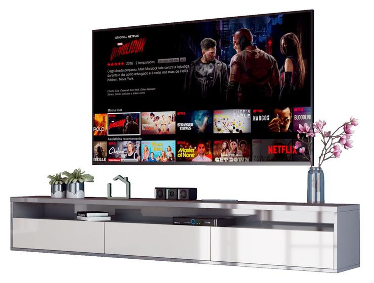 Rack Suspenso para TV Life 1.8 Off White com Cinza - MóveisAqui é boa?