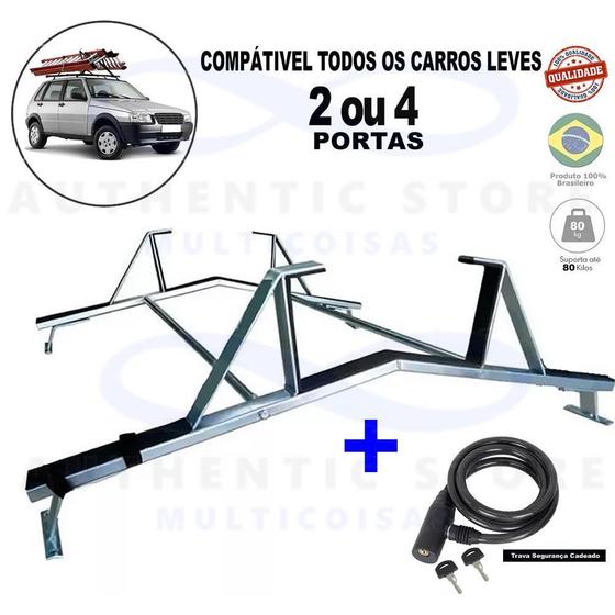 Imagem de Rack Teto Escada Mobi Kwid Onix Gol Corsa Uno + 1 Trava Seg