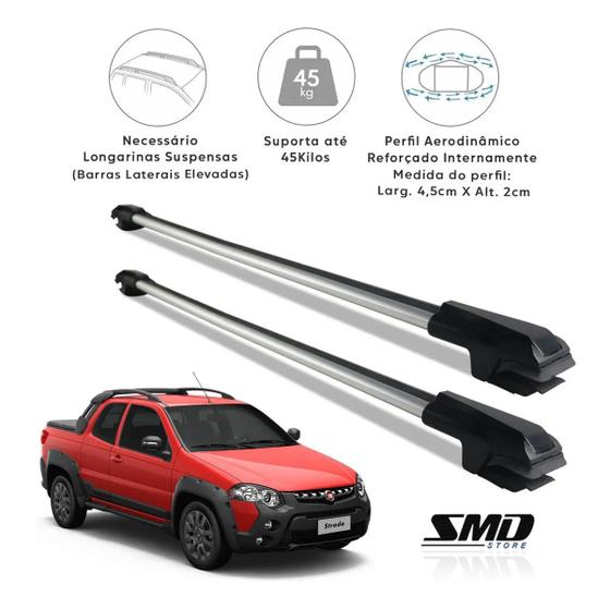 Imagem de Rack Travessa de Teto Aluminio Prata Fiat Strada Adventure Locker