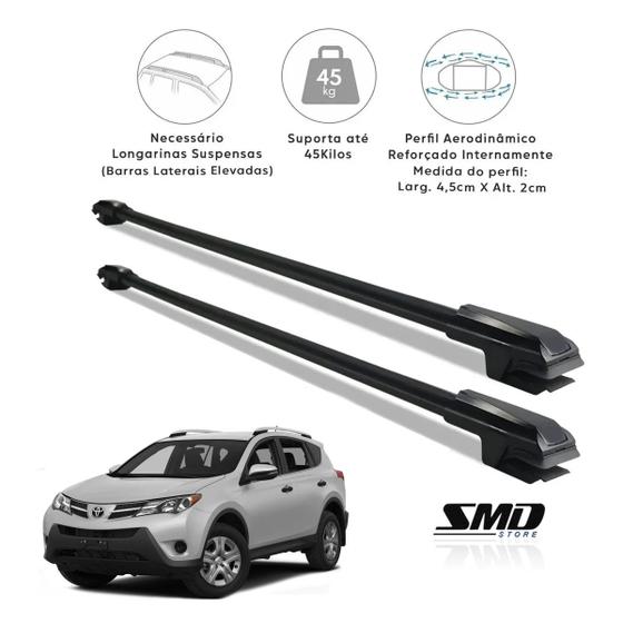 Imagem de Rack Travessa de Teto Toyota Rav 4 2013 a 2018 Aluminio Preto