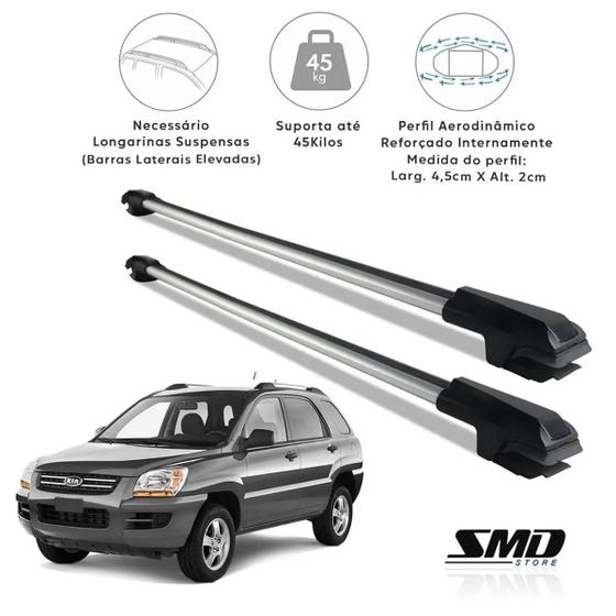 Imagem de Rack Travessa Teto Prata Aluminio Kia Sportage 2004 A 2009