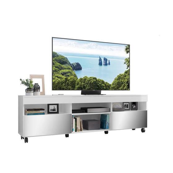 Rack TV 65" c/ Rodízios e 2 Portas Paris Multimóveis V3330 Menor preço em Rack TV 65" c/ Rodízios e 2 Portas Paris Multimóveis V3330
