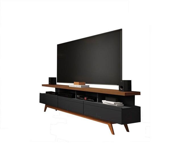 Rack Vivare 1.8 Wood Black/Freijó Germai Móveis Menor preço em Rack Vivare 1.8 Wood Black/Freijó Germai Móveis