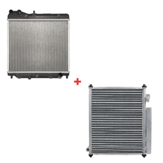 Imagem de Radiador de Água e Condensador do AR Honda Fit 2003 Até 2008 Manual Com Ar