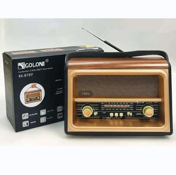 Imagem de Rádio am fm antigo modelo retrô usb bivolt pilha bateria