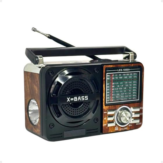 Imagem de Radio AM FM Bluetooth USB Retro Vintage Recarregavel com Lanterna