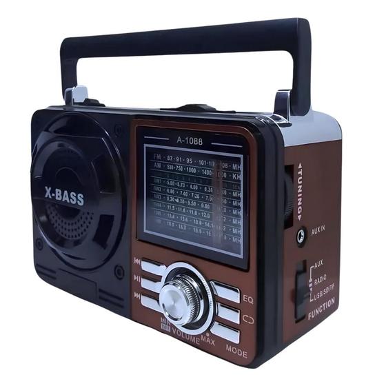 Imagem de Rádio AM FM Retrô Vintage Portátil Bluetooth Bateria Recarregável Bivolt 110v 220v 1088 Antigo a Tomada e Pilha com Lanterna