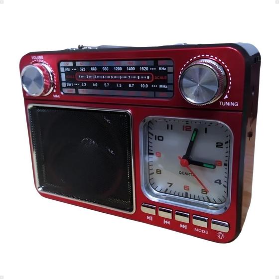 Imagem de Rádio AM FM Retrô Vintage Portátil Bluetooth Bateria Recarregável Bivolt 110v 220v 135 Antigo a Tomada e Pilha com Lanterna
