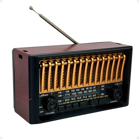 Imagem de Rádio Am Fm Vintage Portátil Bivolt Recarregável Bluetooth Usb Cartão De Memória