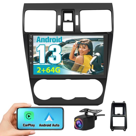 Imagem de Rádio Android Automotivo com CarPlay - 13, 2GB RAM e 64GB ROM - Compatível com Subaru