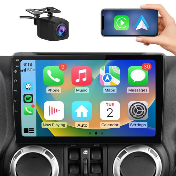 Imagem de Rádio Auto AWESAFE com CarPlay - 2GB+64GB - Jeep Wrangler JK (2007-2018) e Dodge Ram (2009-2012)