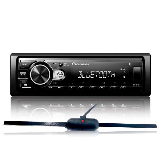 Radio Automotivo Aparelho Pioneer Mp3 Player Mvh235bt Usb Bluetooth Som Automotivo Antena Interna