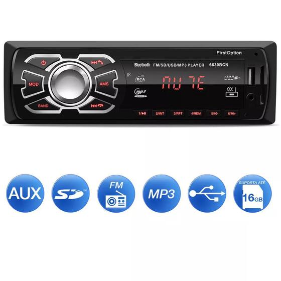 Imagem de Rádio Automotivo Bluetooth Aparelho Mp3 Player Espelhamento Chamadas Usb Sd Auto Radio Fm