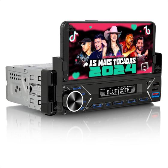 Imagem de Radio Automotivo Com suporte de Celular MP3 USB SD bluetooth c/ controle Tay Tech