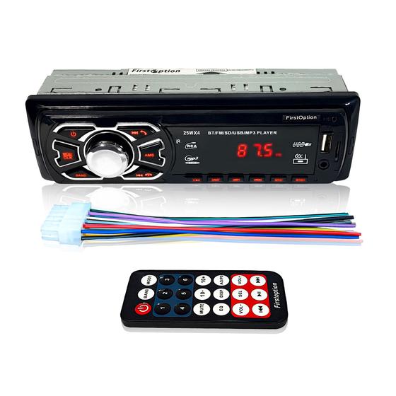 Radio Automotivo Mp3 Bluetooth Usb Pendrive Sd Playe Controle Aparelho De Som Automotivo de Carro - FIRST OPTION