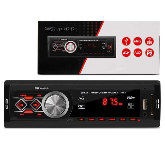 Imagem de Rádio Automotivo MP3 Player 1 Din 3.5 Polegadas USB SD FM AUX P2 Shutt Montana
