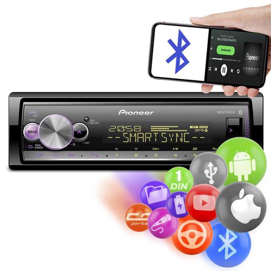 Rádio Automotivo Pioneer MVH-X3000BR Som Bluetooth MP3 Player 1 Din ...