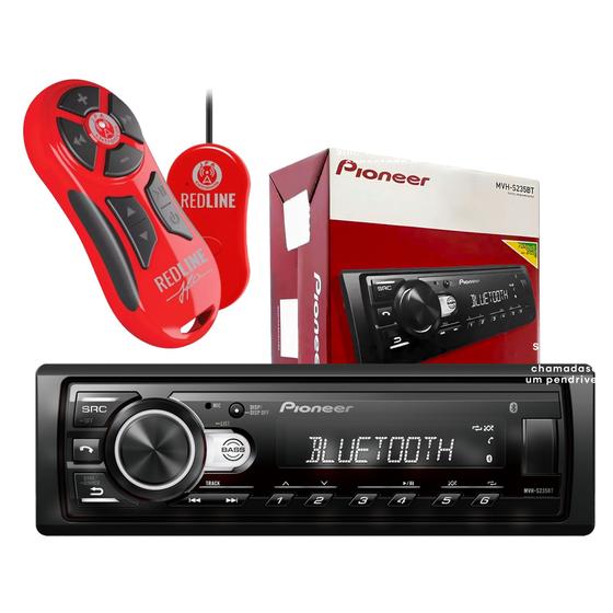 Rádio Automotivo Pioneer Mvh235 Controle Red Line Som Automotivo Pioneer Bluetooth C/ Antena Interna