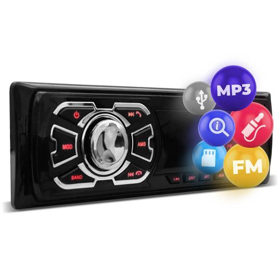 Rádio Automotivo Som MP3 Player 1 Din Entradas USB SD FM Auxiliar Svart T100 Menor preço em Rádio Automotivo Som MP3 Player 1 Din Entradas USB SD FM Auxiliar Svart T100