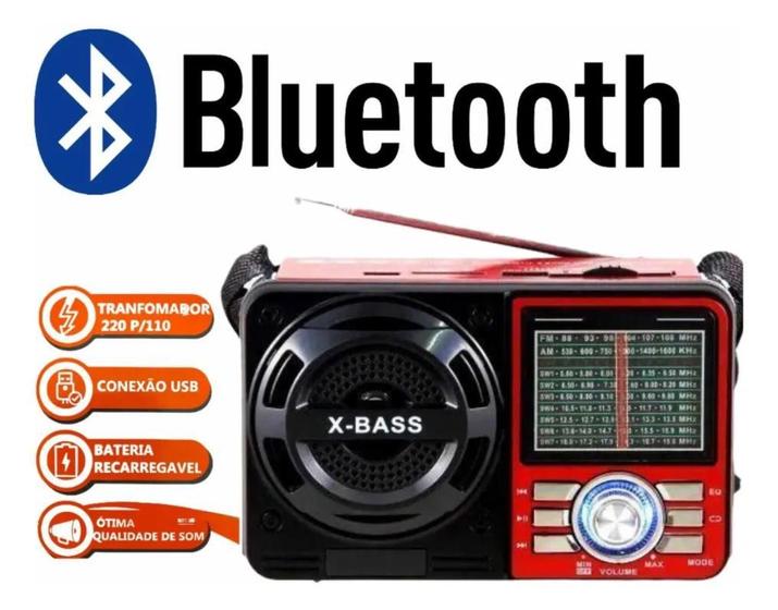 Imagem de Rádio Bass Retro Vintage Usb Mp3 Bluetooth Marrom A-1088