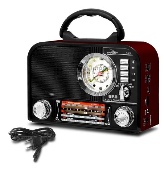 Imagem de Rádio Bluetooth Retro Fm Am Sw Usb Portátil Relógio