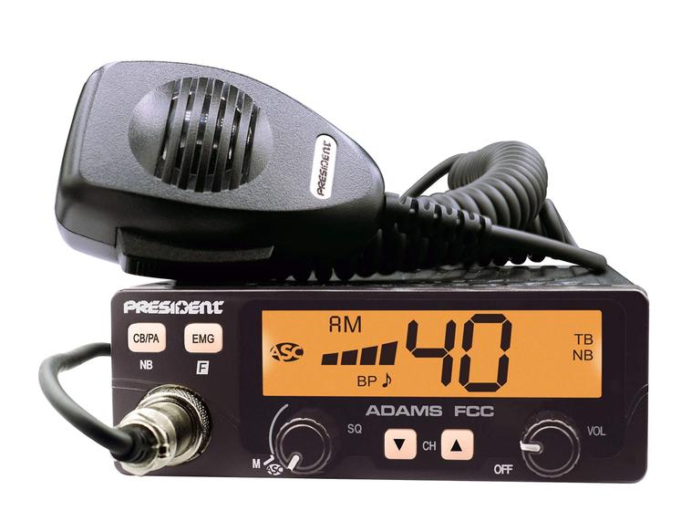 Imagem de Rádio CB President Adams FCC com LCD de 7 Cores - 40 Canais