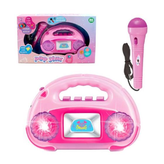 Imagem de Radio com Microfone Amplificador Popstar Infantil com Musicas e Luzes - Ark Toys
