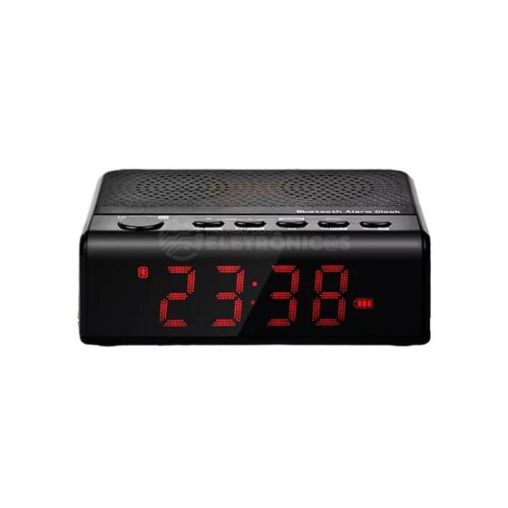 Imagem de Rádio Com Relógio Alarme Despertador Digital FM Bluetooth De Mesa Com Display LED LE674