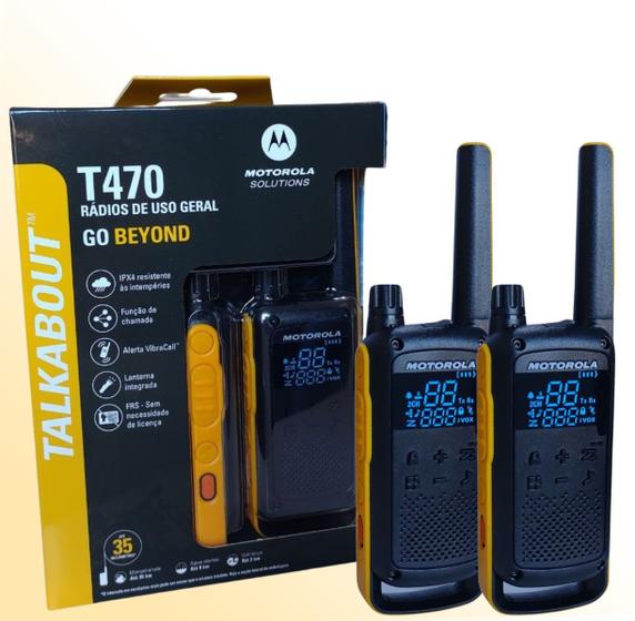 Imagem de Rádio Comunicador Motorola T470BR Walkie Talkie Resistente IPX4