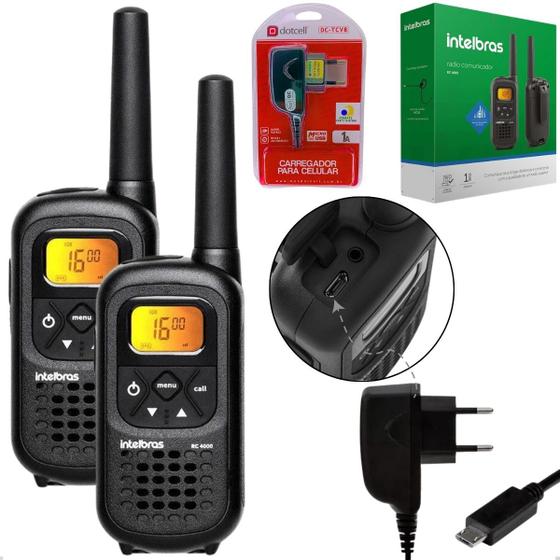 Imagem de Rádio Comunicador RC4002 Intelbras com Carregador Dotcell V8