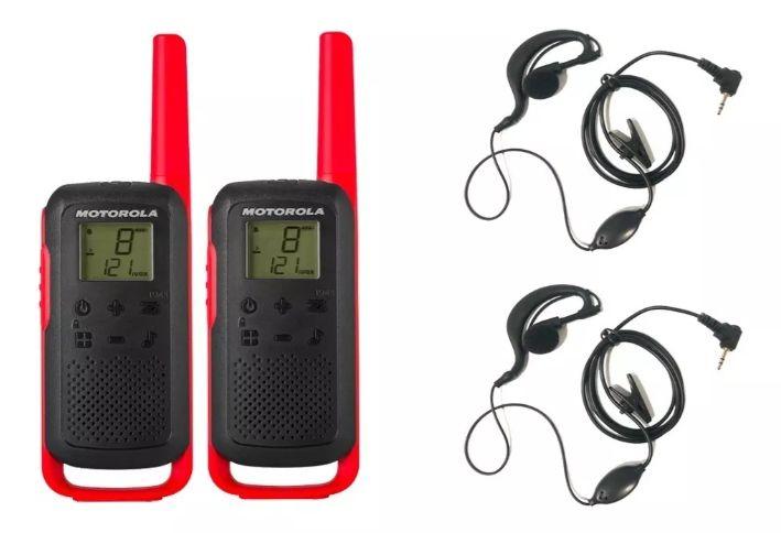 Imagem de Rádio Comunicador Talkabout Motorola T210BR 32Km Original Homologado Anatel com 2 fones de ouvido in-ear