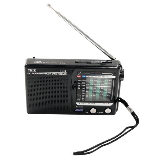 Rádio de Bolso AM/FM 9 Faixas Preto Quanhe CMIK Rádio Portátil