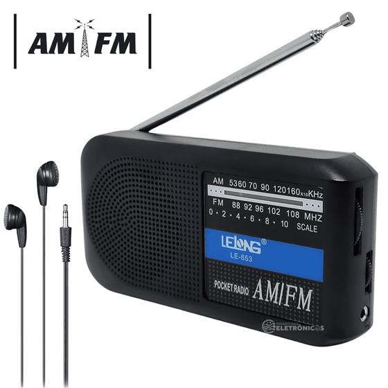 Rádio Dial Fm Portátil Analógico Am Fm Alça E Antena 46cm LE653