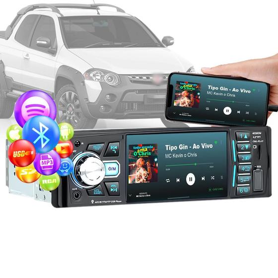 Imagem de Radio Dvd Bluetooth Mp5 Usb 1din Espelhamento Fiat Adventure