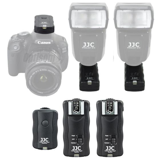 Imagem de Rádio Flash Duplo 3 Em 1 Sem Fio para Flash Canon, Nikon, Godox, Yongnuo e Tochas Jf-u2 Jjc