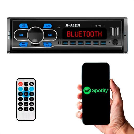 Imagem de Radio H-tech Carro Automotivo Com Controle 2 Usb sd aux Bluetooth fm mp3 4x50w
