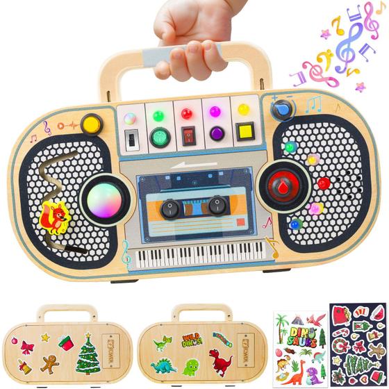 Imagem de Rádio LED Montessori Busy Board Ansee com interruptores e música