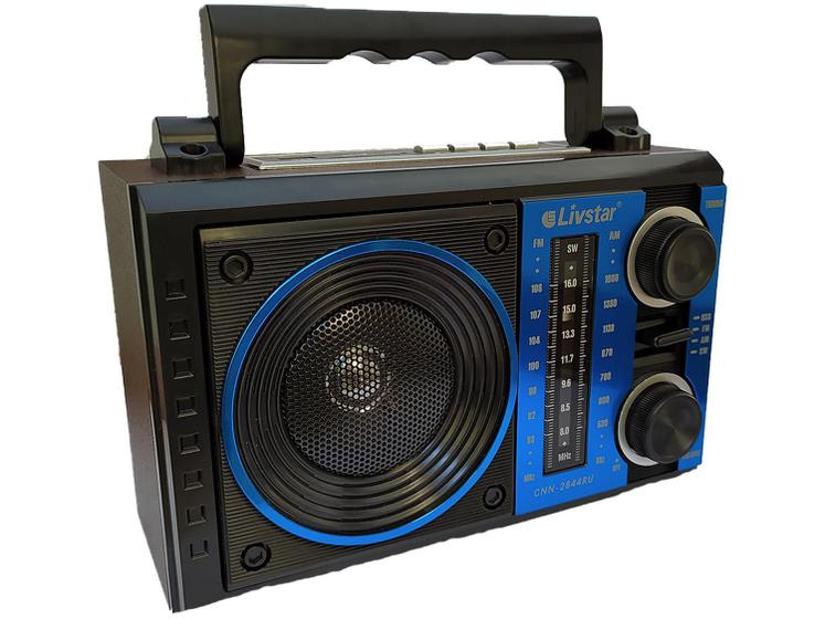 Rádio Livstar Cnn2844Ru Am Fm Usb Recarregável Azul Rádio Portátil