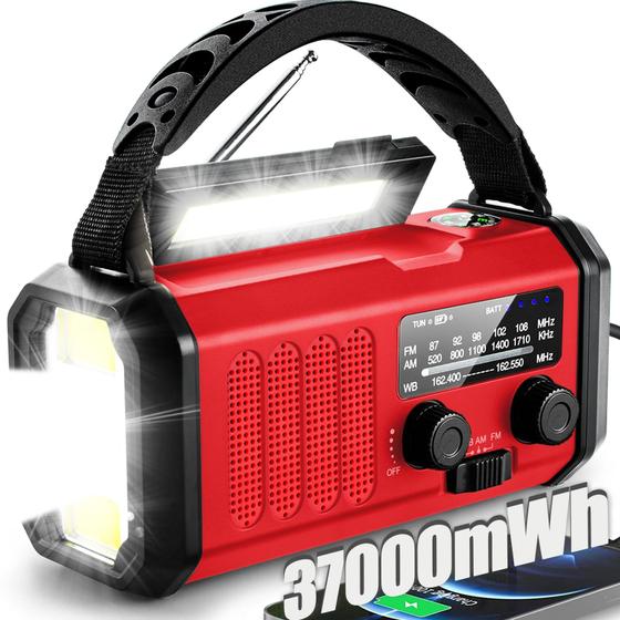 Imagem de Rádio Meteorológico de Emergência QAUYYW - 37.000 mWh com Luz de Leitura